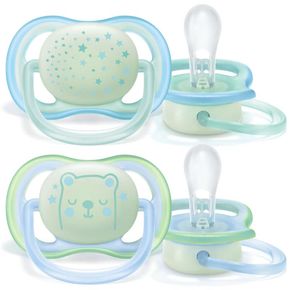 Пустышка Avent Ultra Air "Ночная", 0-6 мес, 2шт, нейтральная/для мальчиков SCF376/11 